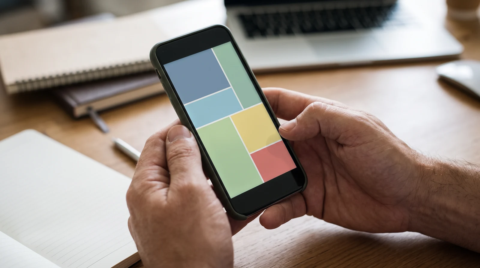 Colour swatches viewed on a mobile phone